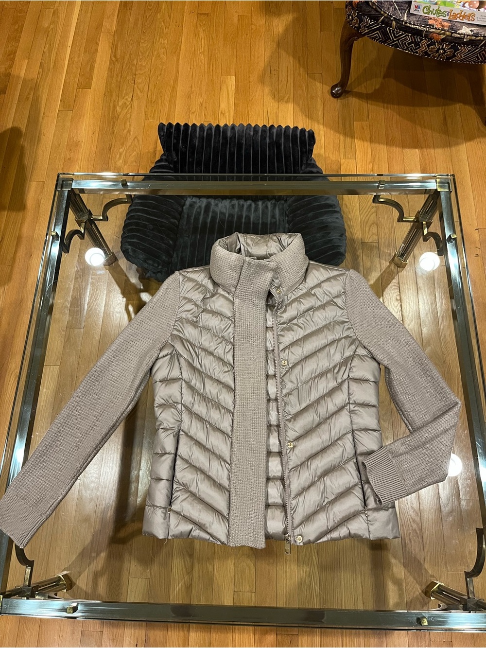 Calvin Klein Light Taupe Quilted Hybrid Puffer Jacket